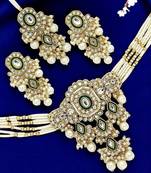 Gold plated kundan meenakari choker necklace set