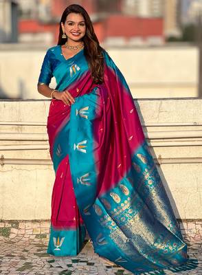 pink balaji tilak woven soft silk blend saree 1