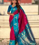 pink balaji tilak woven soft silk blend saree