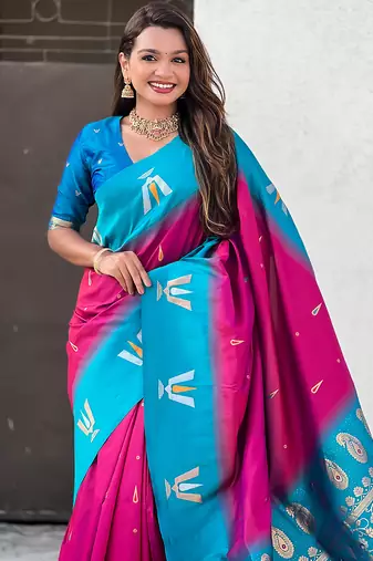 pink balaji tilak woven soft silk blend saree