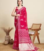 Pink blended cotton saree