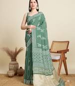 Grey blended cotton saree