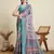 Tea blue cotton woven border and printed saree