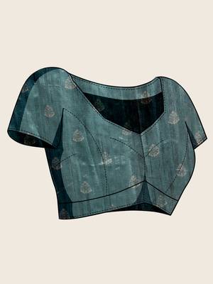 Green cotton woven border and printed saree 5