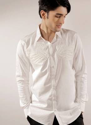 Swan quilted monochrome white cotton shirt 1