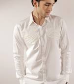 Swan quilted monochrome white cotton shirt
