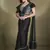 ready to wear two tone satin silk sequins beads work saree with stitched blouse