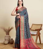 Black patola silk blend meenakari woven saree