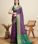 Purple patola silk blend meenakari woven saree
