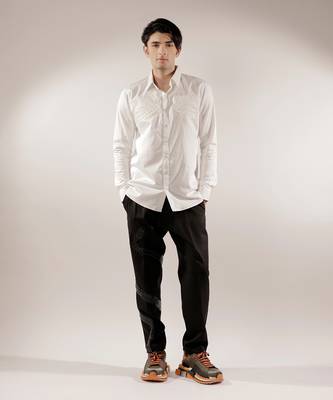 Swan quilted monochrome white cotton shirt 2