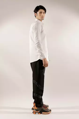 Swan quilted monochrome white cotton shirt