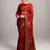 Red georgette floral printed with embroidered border saree