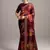 Wine georgette floral printed with embroidered border saree