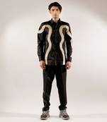 Golden quilted snake black cotton shirt