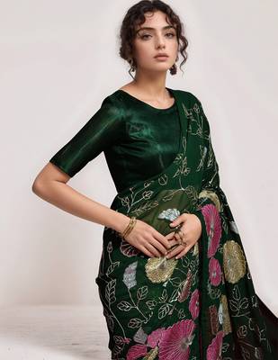 Green georgette sequins embroidered saree 2