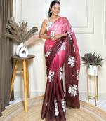 Maroon jimmy choo sequins embroidered saree