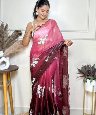 Maroon jimmy choo sequins embroidered saree 3
