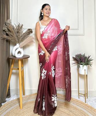 Maroon jimmy choo sequins embroidered saree 4