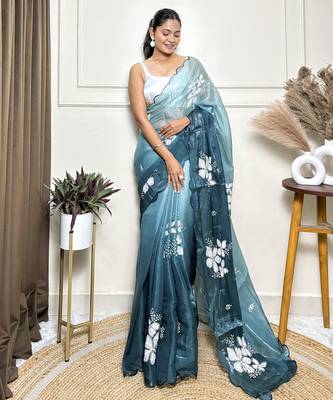 Sea green jimmy choo sequins embroidered saree 1