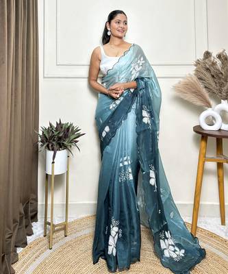 Sea green jimmy choo sequins embroidered saree 4