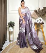 Purple jimmy choo sequins embroidered saree