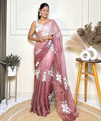 Pink jimmy choo sequins embroidered saree 1