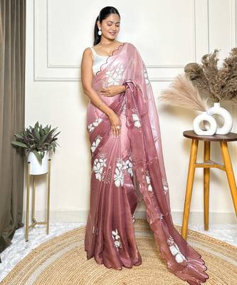 Pink jimmy choo sequins embroidered saree 4