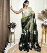 Green jimmy choo sequins embroidered saree