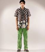 Net woven 3d flower net Black shirt