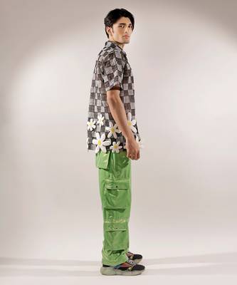Net woven 3d flower net Black shirt 2