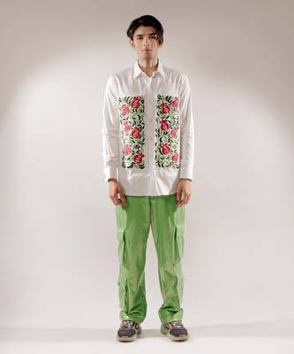 Pomegranate quilted multi-colored cotton shirt 1