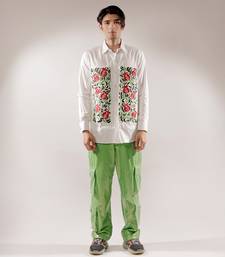 Pomegranate quilted multi-colored cotton shirt