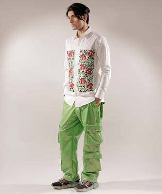 Pomegranate quilted multi-colored cotton shirt 2