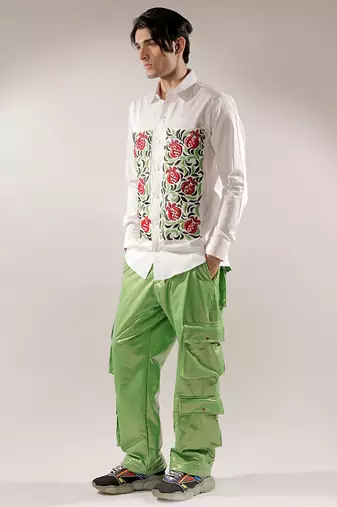 Pomegranate quilted multi-colored cotton shirt
