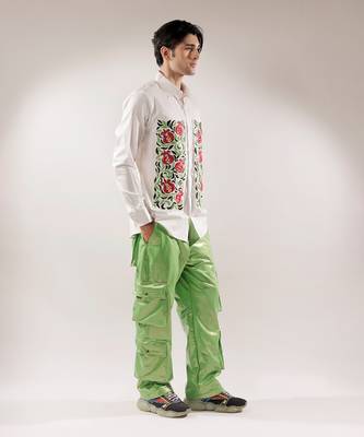 Pomegranate quilted multi-colored cotton shirt 3