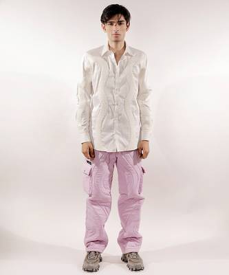 White snake quilted full sleeve cotton shirt 1