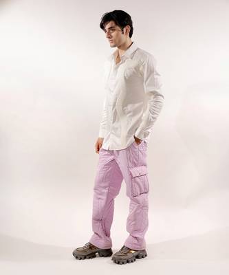 White snake quilted full sleeve cotton shirt 2