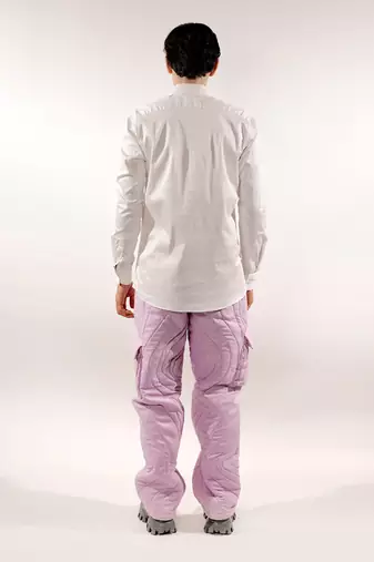 White snake quilted full sleeve cotton shirt