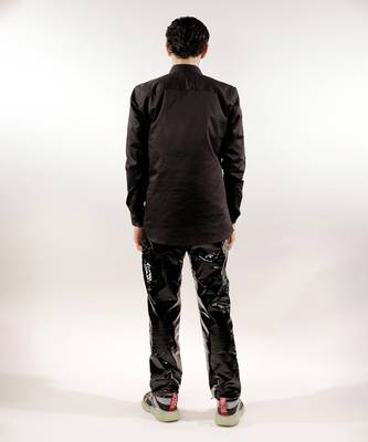 Dinosaur quilted black full sleeve cotton shirt 4