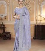Lavender gold crush partywear saree