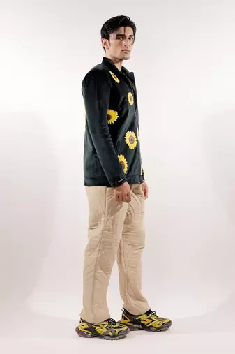Sunflower quilted green velvet jacket