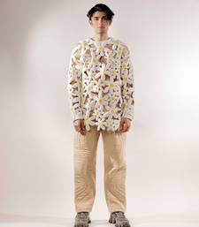 3d flower quilted crepe fabric White sweatshirt