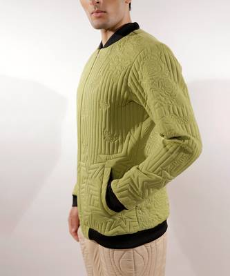 Monochrome quilted green crepe jacket 1