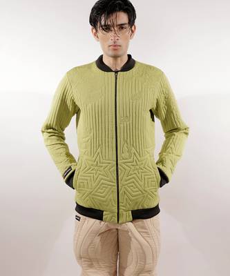 Monochrome quilted green crepe jacket 2