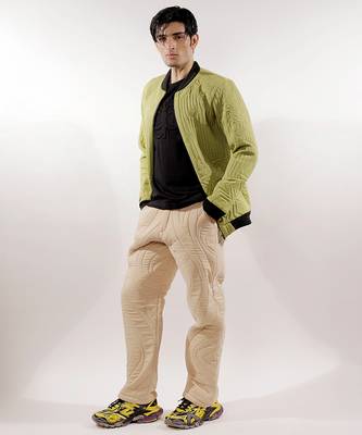 Monochrome quilted green crepe jacket 3