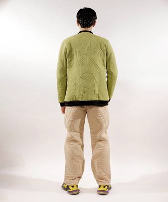 Monochrome quilted green crepe jacket 4