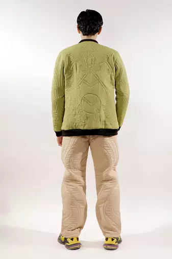 Monochrome quilted green crepe jacket