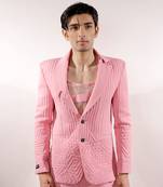 Monochrome quilted crepe pink blazer set
