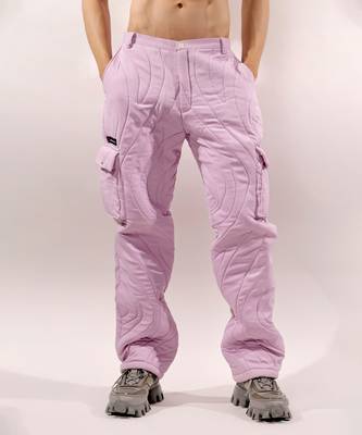 Abstract quilting lilac satin pant 3
