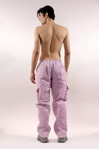 Abstract quilting lilac satin pant